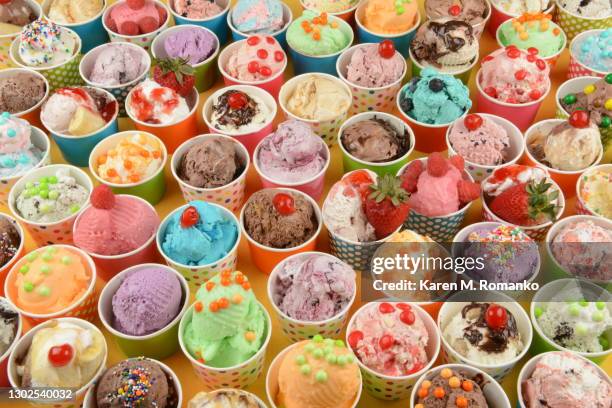 ice cream in cups - fruit sorbet stock pictures, royalty-free photos & images