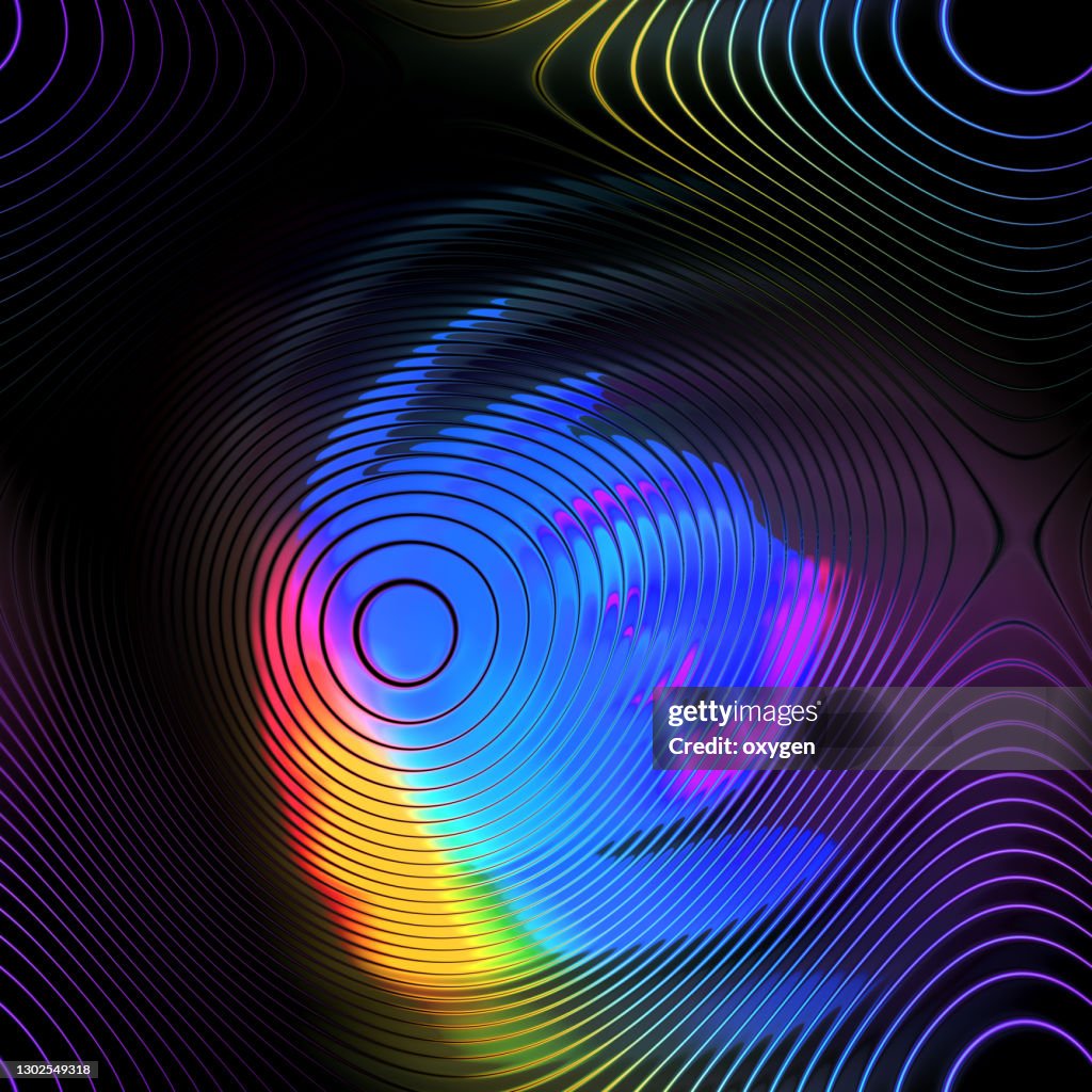 Abstract Pink Blue Neon Wave Black Background