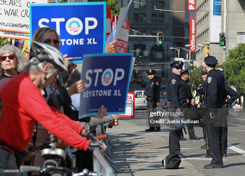 Various Activist Groups Protest Outside Obama Fundraiser