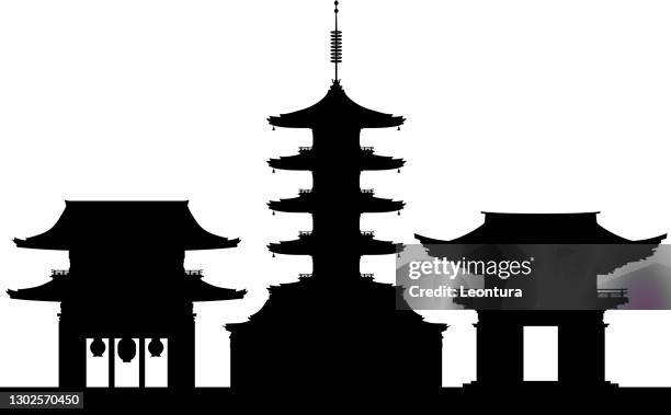 tokyo temple - japanische kultur stock-grafiken, -clipart, -cartoons und -symbole