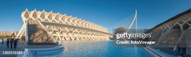 futuristic museum panorama city of arts sciences valencia spain - city of arts & sciences stock pictures, royalty-free photos & images