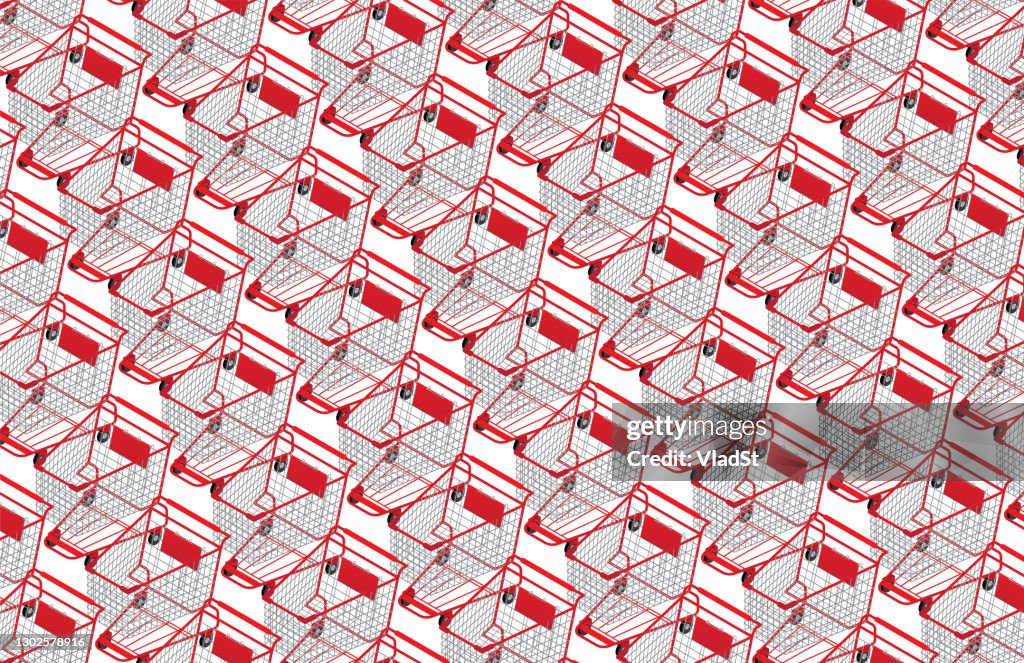 Grocery Store Pattern Pattern Shopping Cart Consumerism Retail Grocery Store Isometric ...