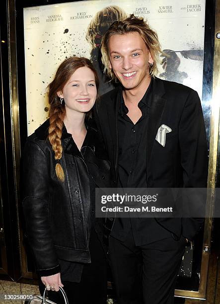 Actors Bonnie Wright and Jamie Campbell-Bower attend the premiere of 'Anonymous' during the 55th BFI London Film Festival at Empire Leicester Square...