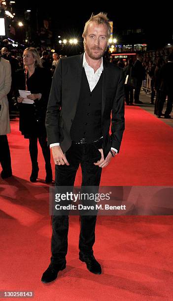 Actor Rhys Ifans attends the premiere of 'Anonymous' during the 55th BFI London Film Festival at Empire Leicester Square on October 25, 2011 in...