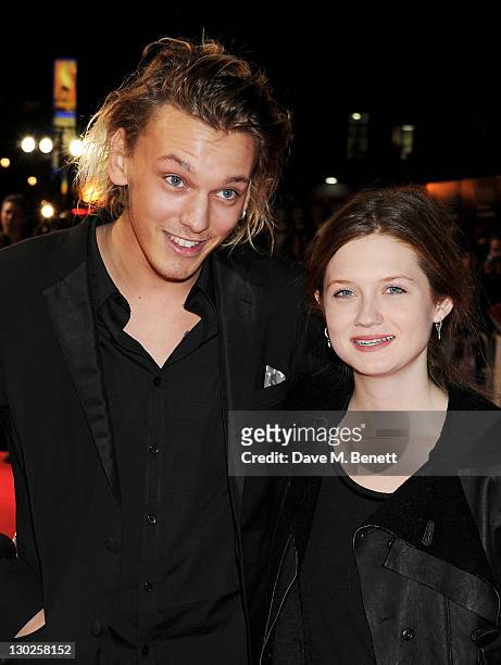 Actors Jamie Campbell-Bower and Bonnie Wright attend the premiere of 'Anonymous' during the 55th BFI London Film Festival at Empire Leicester Square...