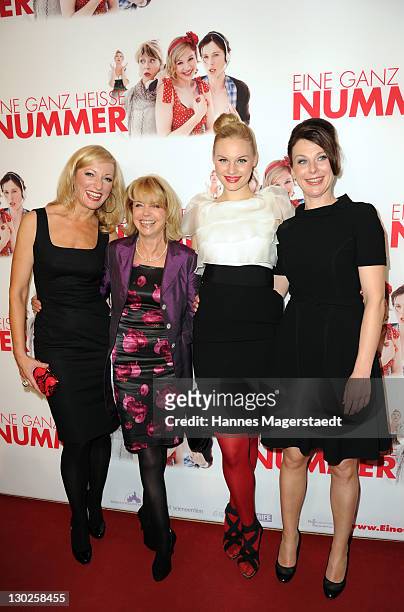 Actress Monika Gruber, Gisela Schneeberger, Bettina Mittendorfer and Rosalie Thomass attend "Eine Ganz Heisse Nummer" Germany premiere at the...