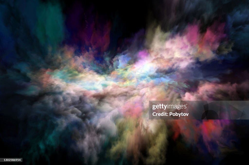 Movimiento de nubes multicolor sobre un fondo negro