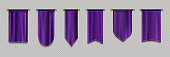 Purple pennant flags, quilt textile pendants