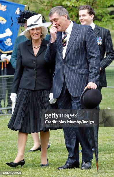 Camilla, Duchess of Cornwall and Gerald Grosvenor, 6th Duke of Westminster attend the Combined Cavalry Old Comrades Association annual parade and...