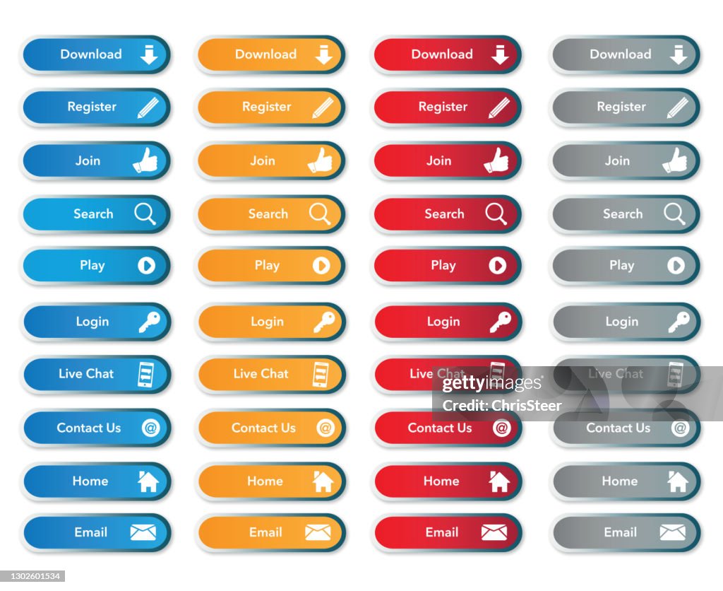 Iconos de botones de sitios web en color