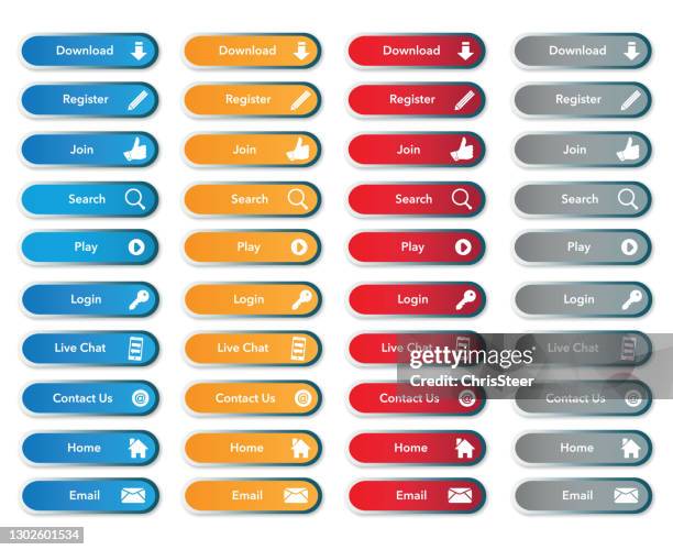 ilustrações de stock, clip art, desenhos animados e ícones de colour website buttons icons - crachá de campanha