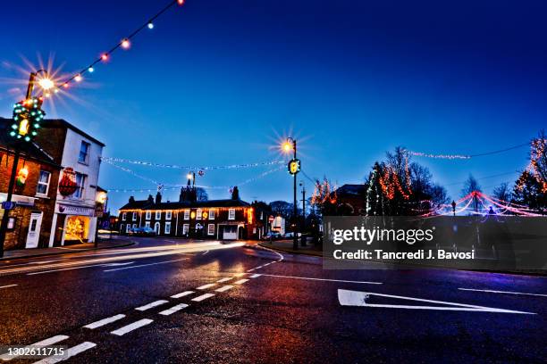 christmas lights in chatteris - bavosi in cambridgeshire stock pictures, royalty-free photos & images