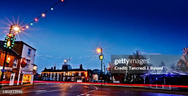 christmas lights in chatteris - bavosi in cambridgeshire stock pictures, royalty-free photos & images