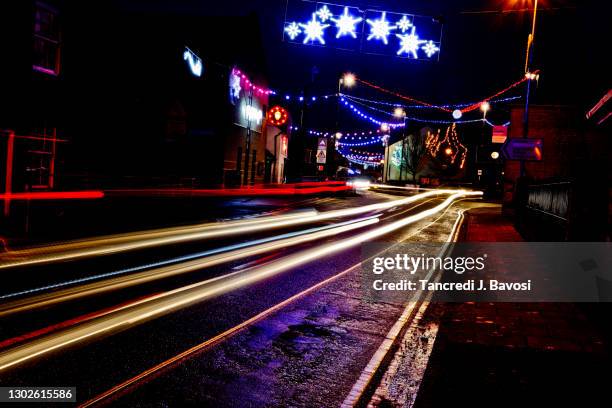 christmas lights in chatteris - bavosi in cambridgeshire stock pictures, royalty-free photos & images