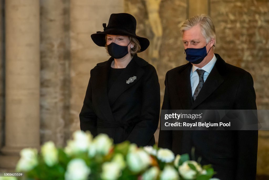King Philippe Of Belgium And Queen Mathilde Attend The Annual Memorial Mass For The Deceased members Of The Royal Family