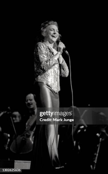 Judy Collins sings with the Cheyenne Symphony Orchestra at the Cheyenne Civic Center on November 3, 1984 in Cheyenne, Wyoming. Collins is an American...