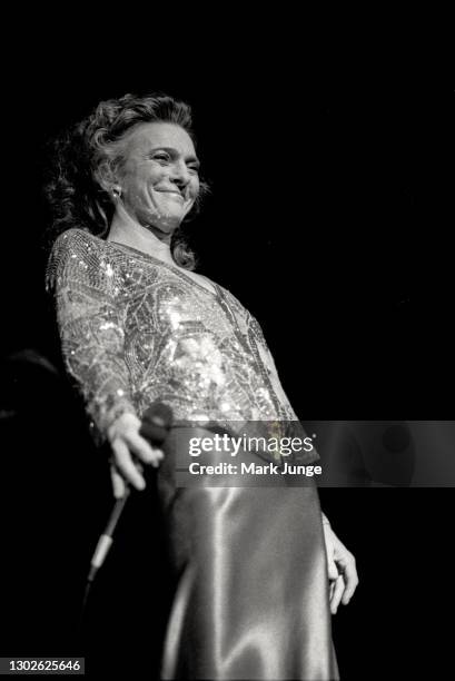 Judy Collins performs with the Cheyenne Symphony Orchestra at the Cheyenne Civic Center on November 3, 1984 in Cheyenne, Wyoming. Collins is an...