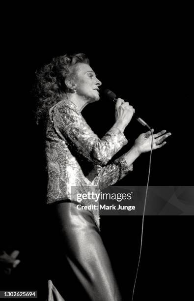 Judy Collins sings with the Cheyenne Symphony Orchestra at the Cheyenne Civic Center on November 3, 1984 in Cheyenne, Wyoming. Collins is an American...