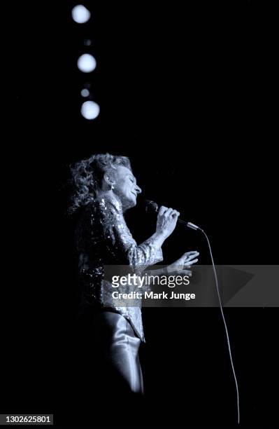 Judy Collins sings with the Cheyenne Symphony Orchestra at the Cheyenne Civic Center on November 3, 1984 in Cheyenne, Wyoming. Collins is an American...