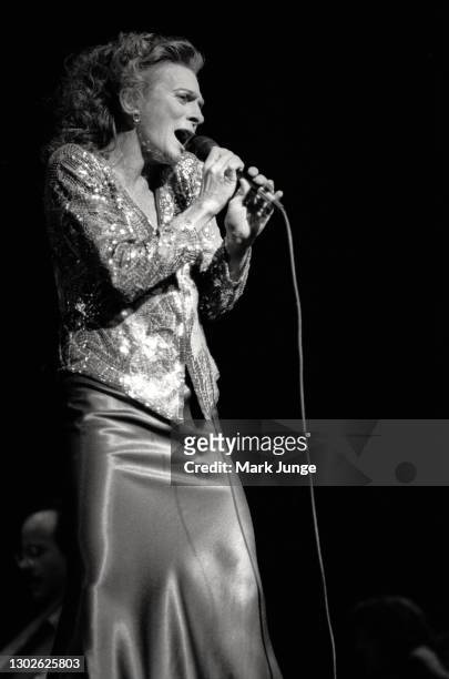 Judy Collins sings with the Cheyenne Symphony Orchestra at the Cheyenne Civic Center on November 3, 1984 in Cheyenne, Wyoming. Collins is an American...