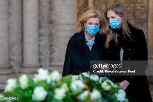 Princess Astrid of Belgium and her daughter Princess Laetitia-Maria attend the Annual Memorial Mass for the deceased members of the Royal Family in...
