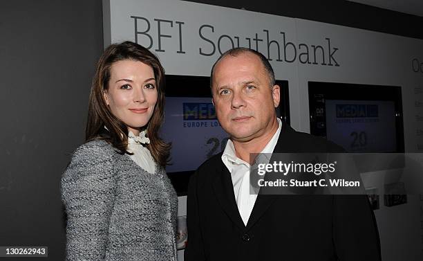 Justine Waddell and Alexander Zeldovich attend the After Party for We Have A Pope at the 55th BFI London Film Festival at BFI Southbank on October...