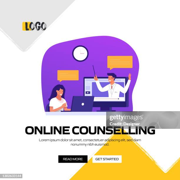 online counselling concept vector illustration for website banner, advertisement and marketing material, online advertising, business presentation etc. - cell therapy stock illustrations