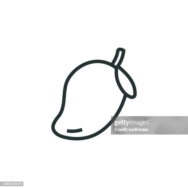 mango line icon - lychee stock illustrations