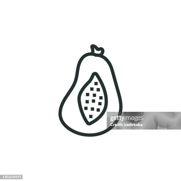 papaya line icon - lychee stock illustrations