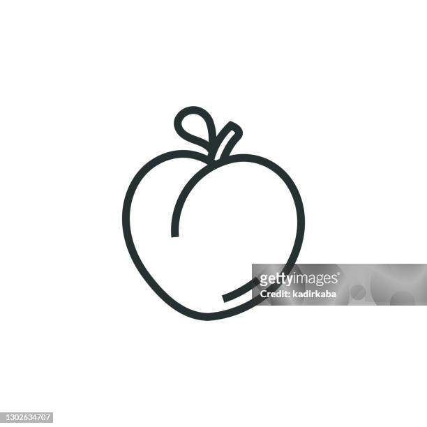 pfirsich-linie-symbol - mango fruit stock-grafiken, -clipart, -cartoons und -symbole