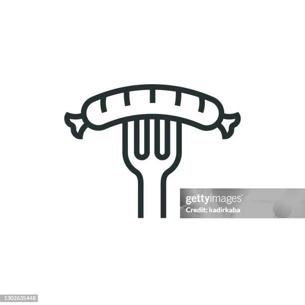 sausage line icon - macaroni pie stock illustrations