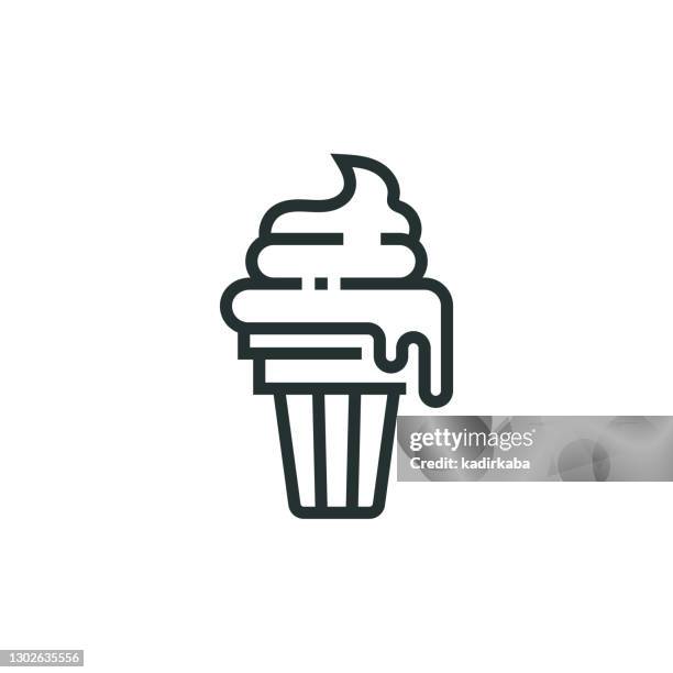 ice cream line icon - cupcake wrapper stock illustrations