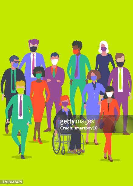 professional or business people with face masks - human resources diversity stock illustrations