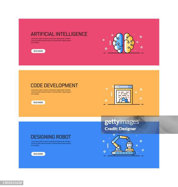 robotics engineering related web banner design - engineer tablet stock illustrations