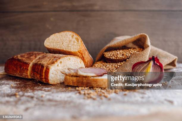 all you need for country breakfast - wholemeal bread stock pictures, royalty-free photos & images