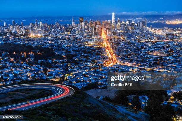 cityscape night photography of san francisco - lax airport stock pictures, royalty-free photos & images