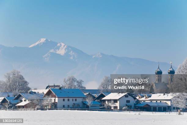 bavarian alps panoramic in winter - germany snow stock pictures, royalty-free photos & images