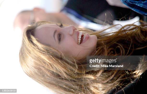 Angelina Jolie during 2004 Cannes Film Festival - "Shark Tale" - Photocall at Carlton Beach Pier in Cannes, France.