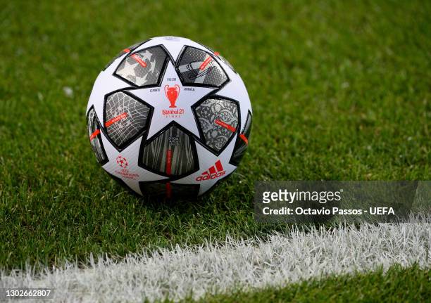 Detailed view of an Adidas Finale Istanbul 21 ball prior to the UEFA Champions League Round of 16 match between FC Porto and Juventus at Estadio do...
