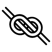 logo is a knotted knot in the form of an infinity, the shape is a simple black and white emblem to tie, tightly knotted knot icon