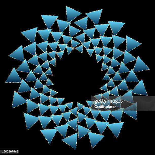 glass triangles with glowing edges on black - low orbit stock illustrations