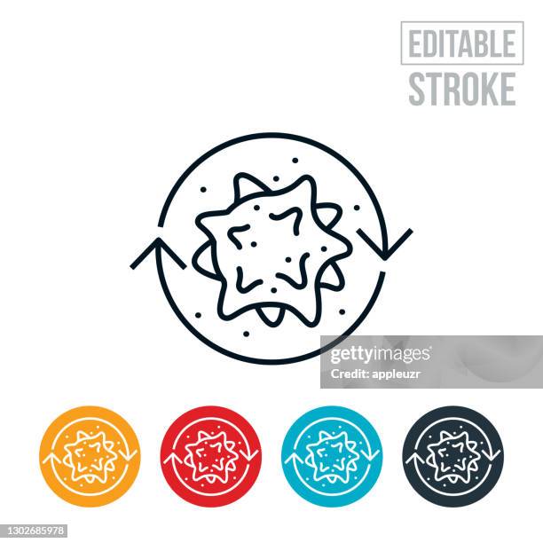 virus variant thin line icon - bearbeitbarer strich - morphing stock-grafiken, -clipart, -cartoons und -symbole
