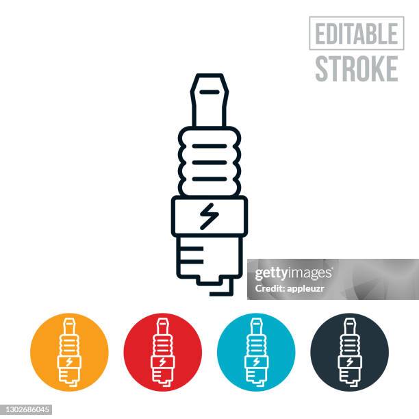 spark plug thin line icon - editable stroke - spark plug stock illustrations