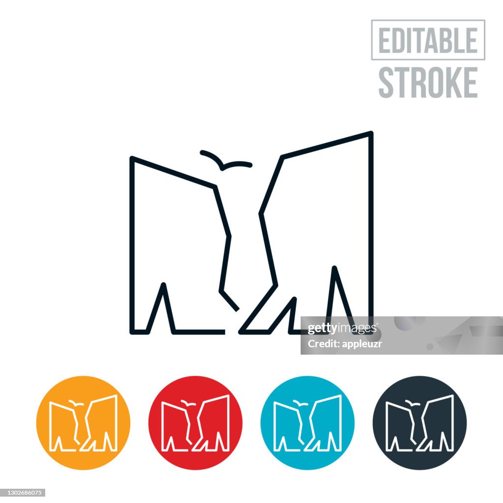 Rock Canyon Thin Line Icon - Editable Stroke