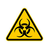 Yellow triangle warning sign with biohazard symbol