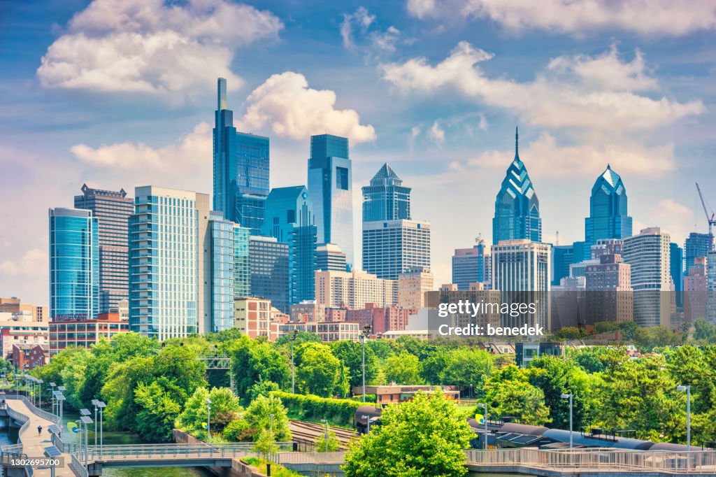 Skyline of downtown Philadelphia Pennsylvania USA