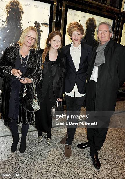 Anne Bower, Bonnie Wright, Sam Bower and David Bower attend the premiere of 'Anonymous' during the 55th BFI London Film Festival at Empire Leicester...