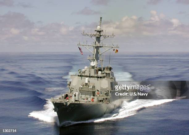 The U.S. Navy Arleigh Burke class guided missile destroyer USS Cole September 14 approximately one month before being attacked by a terrorist-suicide...
