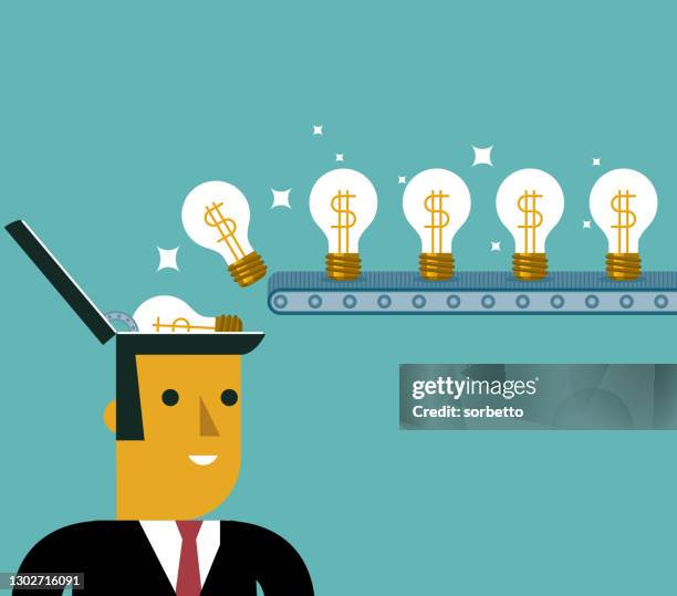 great idea light bulbs - value stream stock illustrations