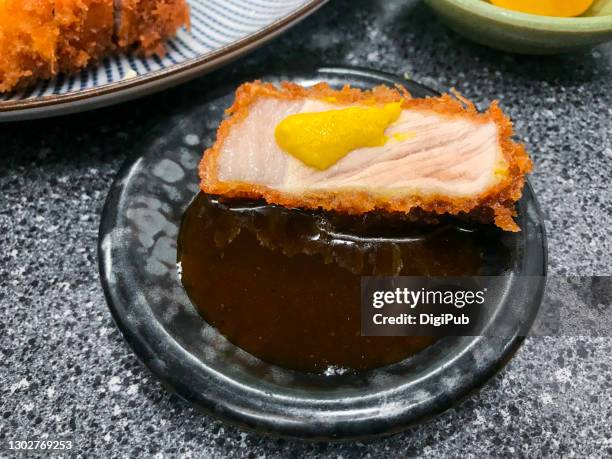 tonkatsu, dipping sauce - tonkatsu stock pictures, royalty-free photos & images